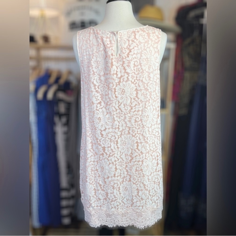 💕 MAX STUDIO ~ Pink Lace Sheath Dress ~ Size Small - Picture 5 of 7